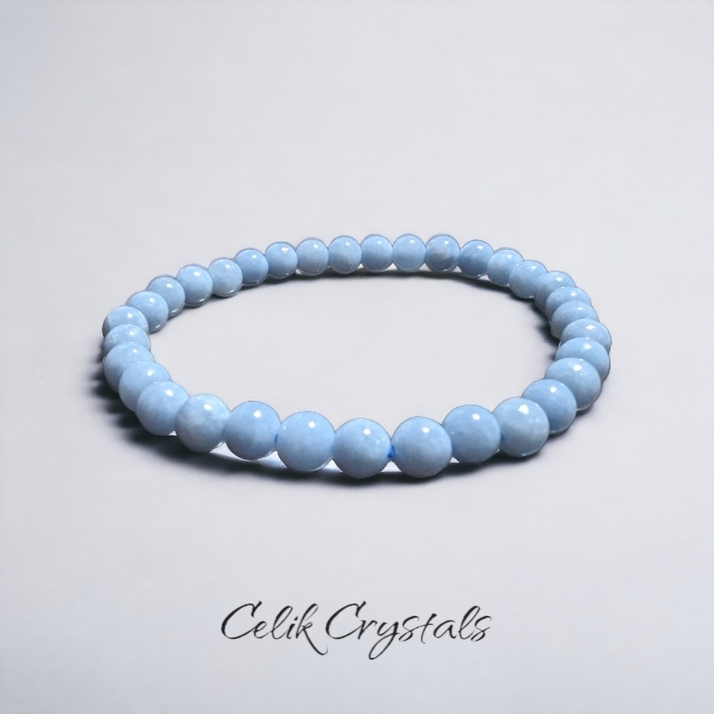 Angelite Bracelet Rare Natural Stones 6mm Women's Healing Bracelet